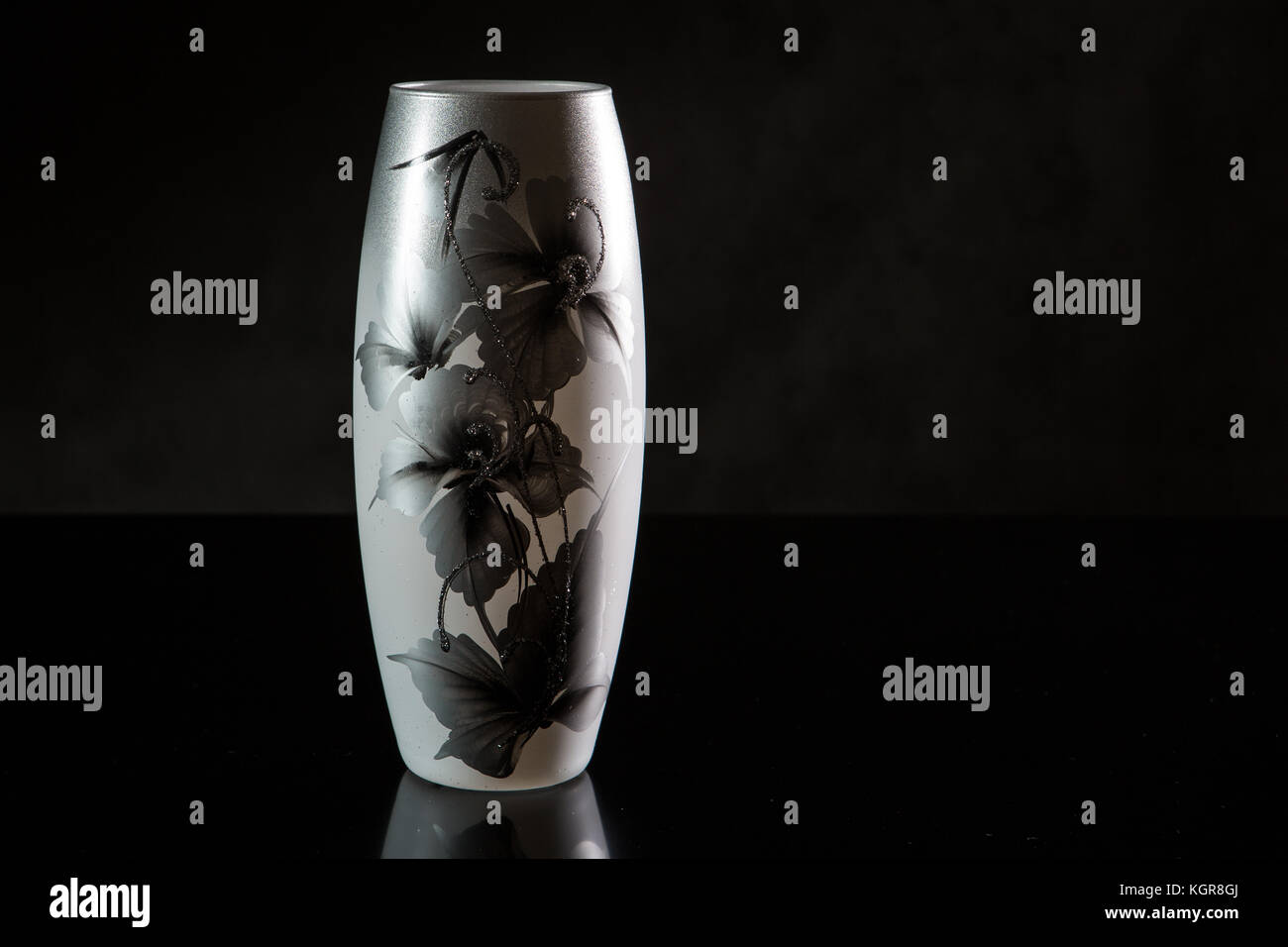 glass vase on black background Stock Photo - Alamy