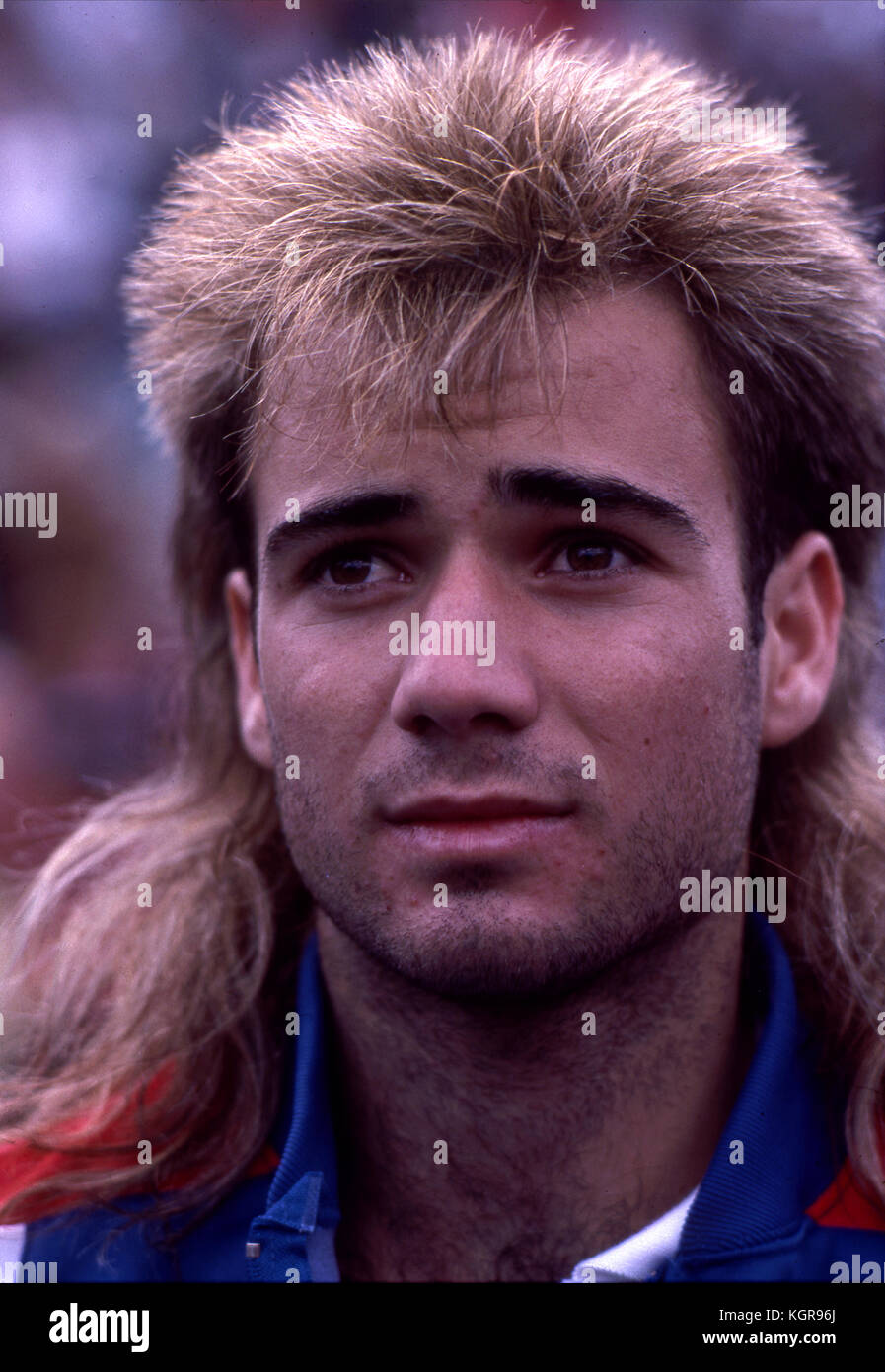 Andre Agassi at the 1989 US Open Stock Photo