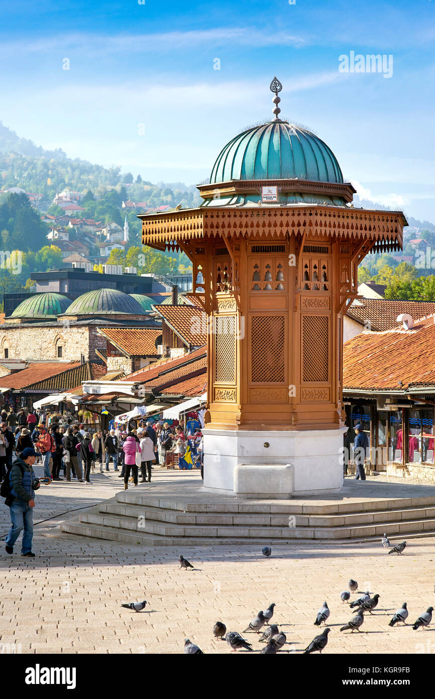 Sebilj Fountain, Bascarsija district, Sarajevo Old Town, Bosnia and Herzegovina Stock Photo