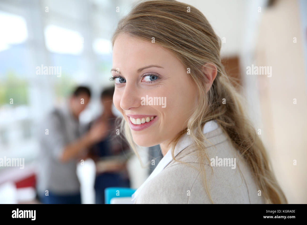 Beautiful young woman at university Stock Photo - Alamy