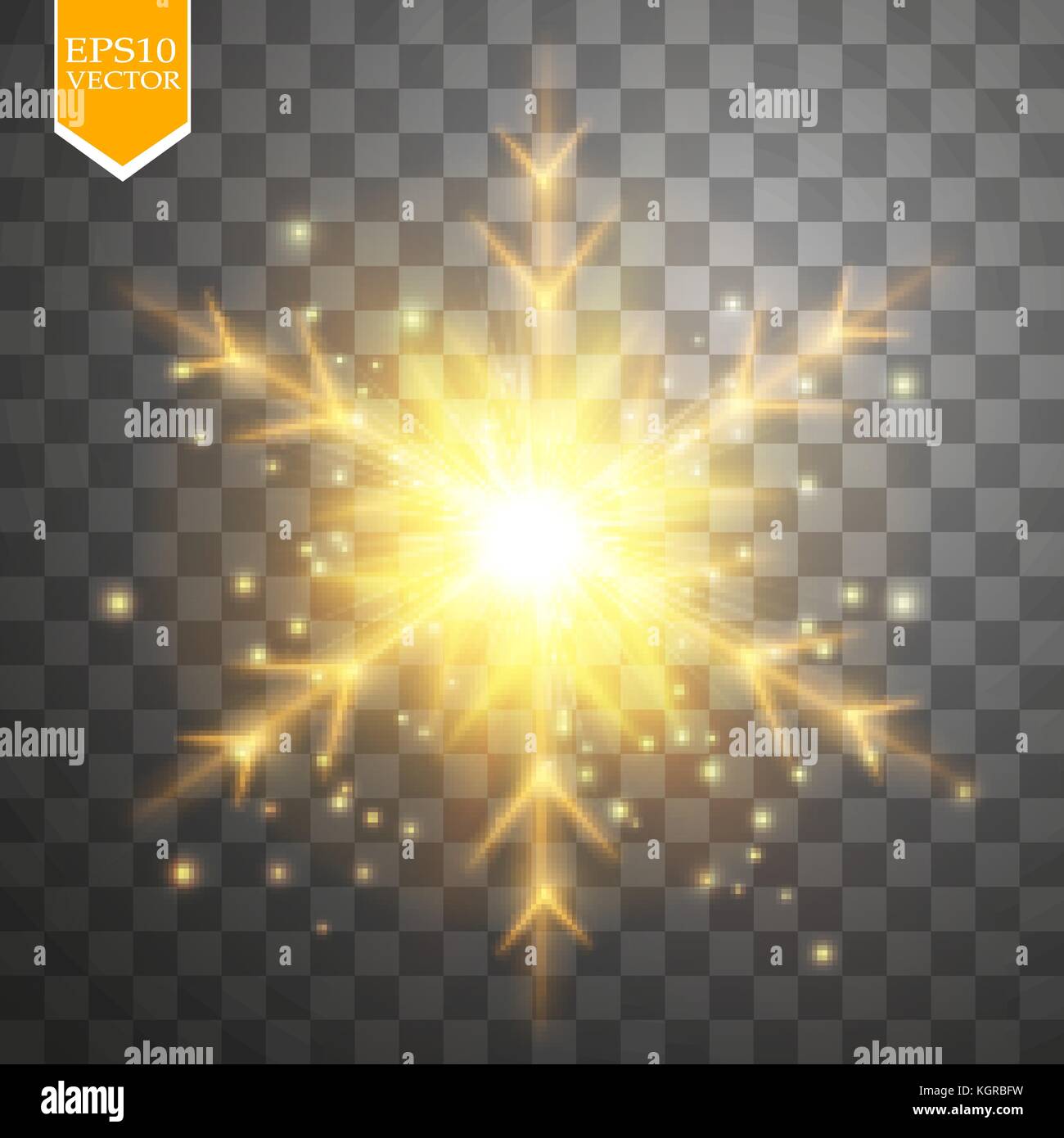 Shine gold snowflake with glitter isolated on transparent background ...