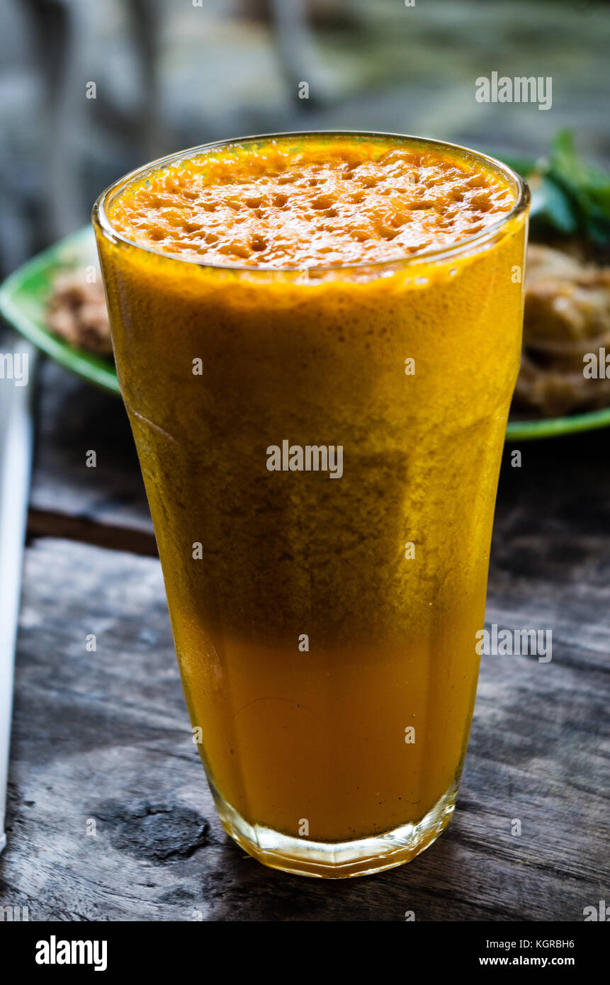 Tamarind & turmeric juice in Indonesia, medicine Stock Photo