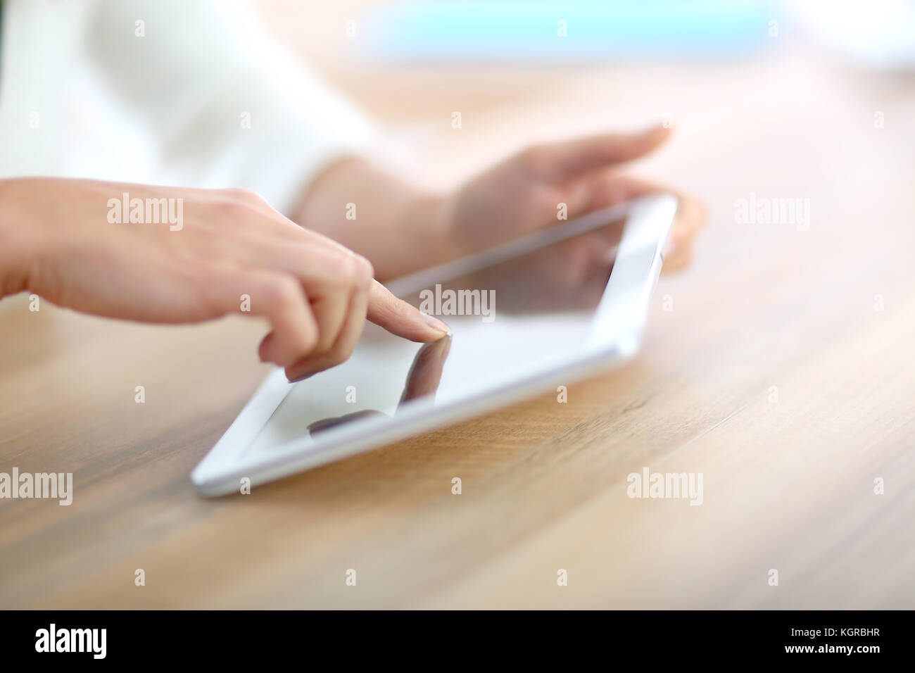 Closeup hand sliding on digital hi-res stock photography and images - Alamy