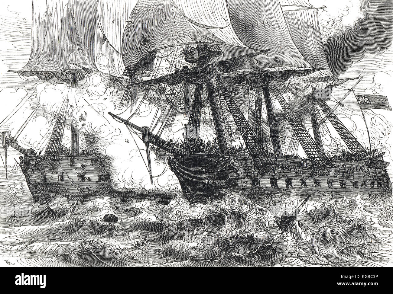 The Battle of Boston Harbor, 1 June 1813, Capture of USS Chesapeake, War of 1812 Stock Photo