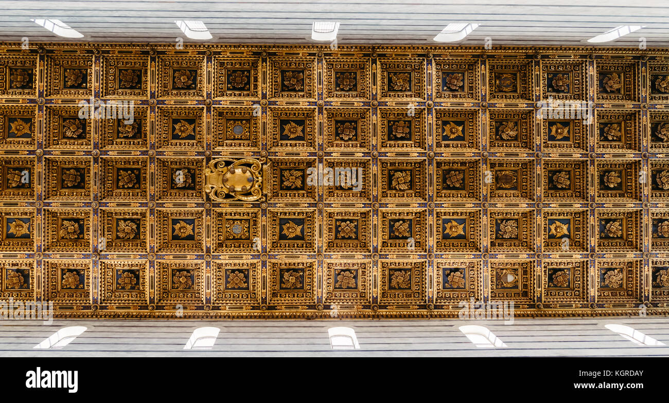 Golden roof of Pisa Cathedral in Italy, which is a medieval Roman Catholic cathedral dedicated to the Assumption of the Virgin Mary Stock Photo