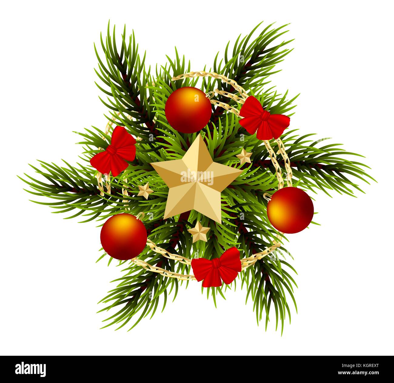 Wreath realistic Merry Christmas branch pine tree Stock Vector