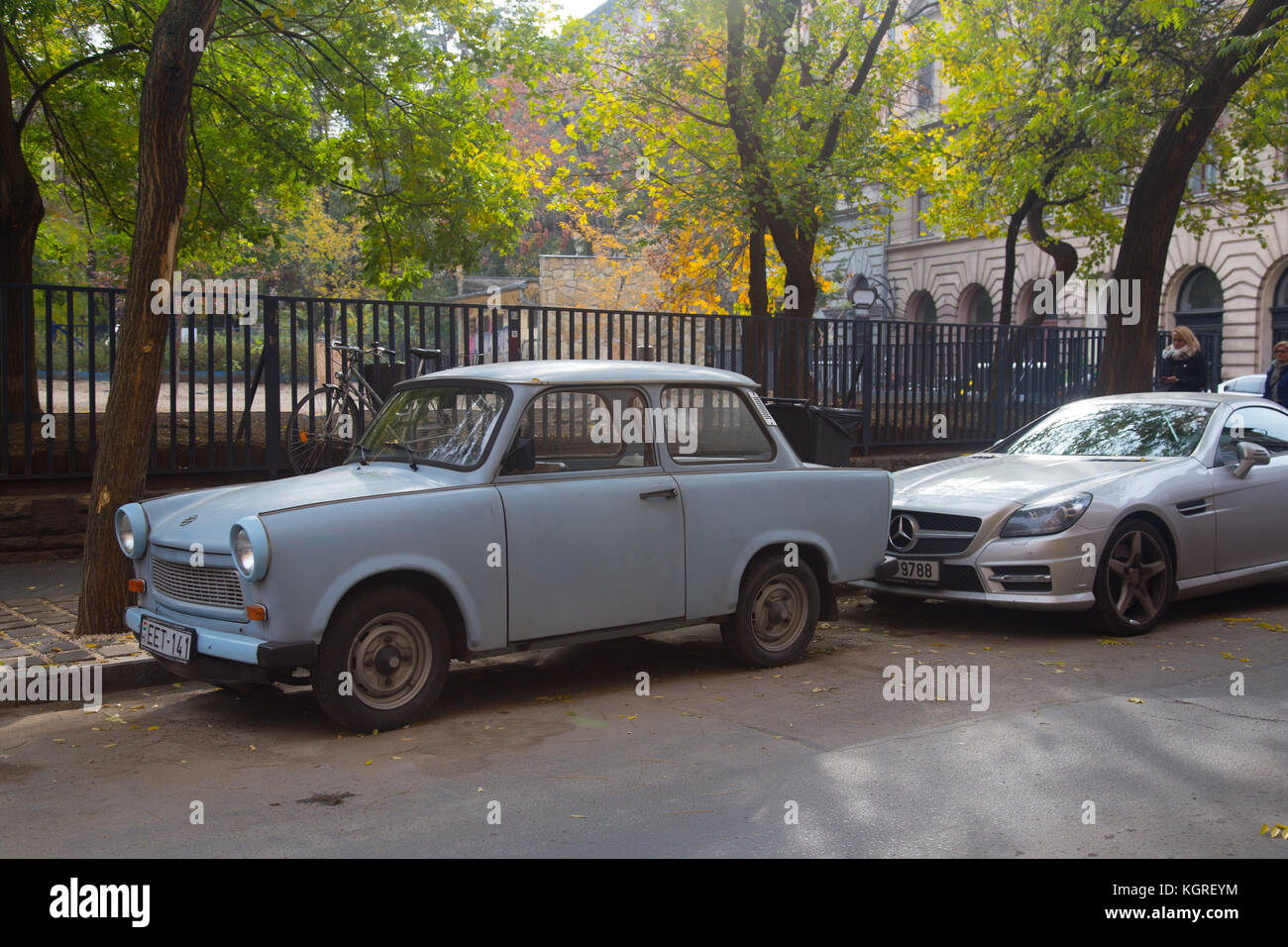 Trabant 601 limousine parked in Budapest, Hungary Stock Photo