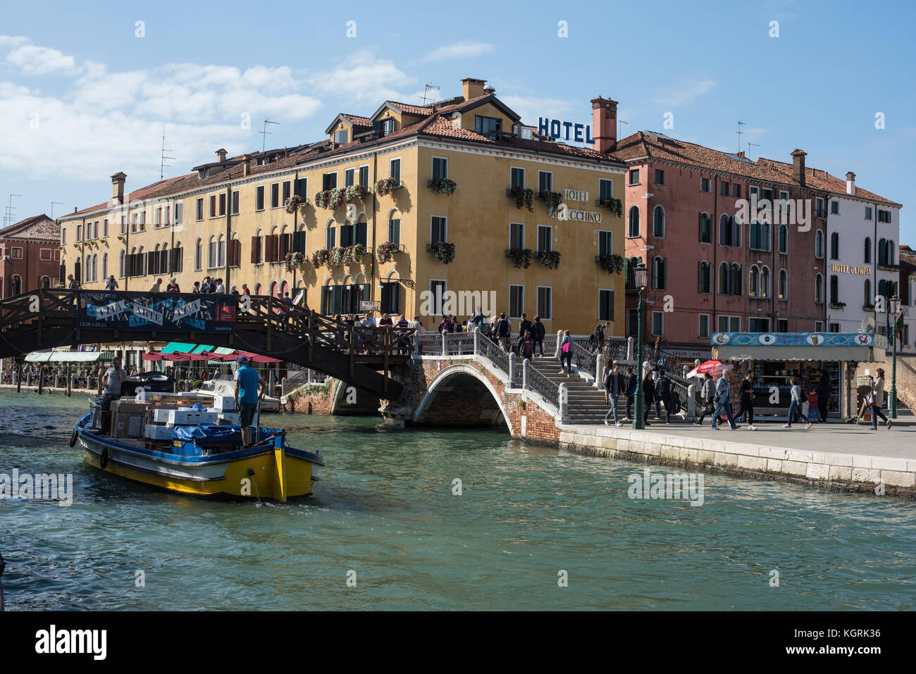 Junction of Rio Nuovo and Rio Sant Andrea near Piazzale Roma, Venice Stock Photo