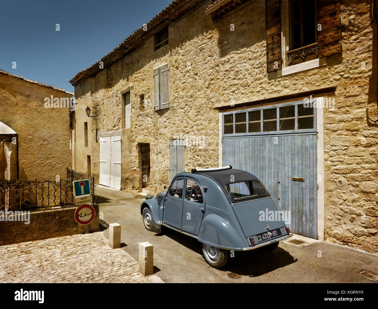 Citroen 2CV in town of Ansouis Vaucluse en Provence France Stock Photo