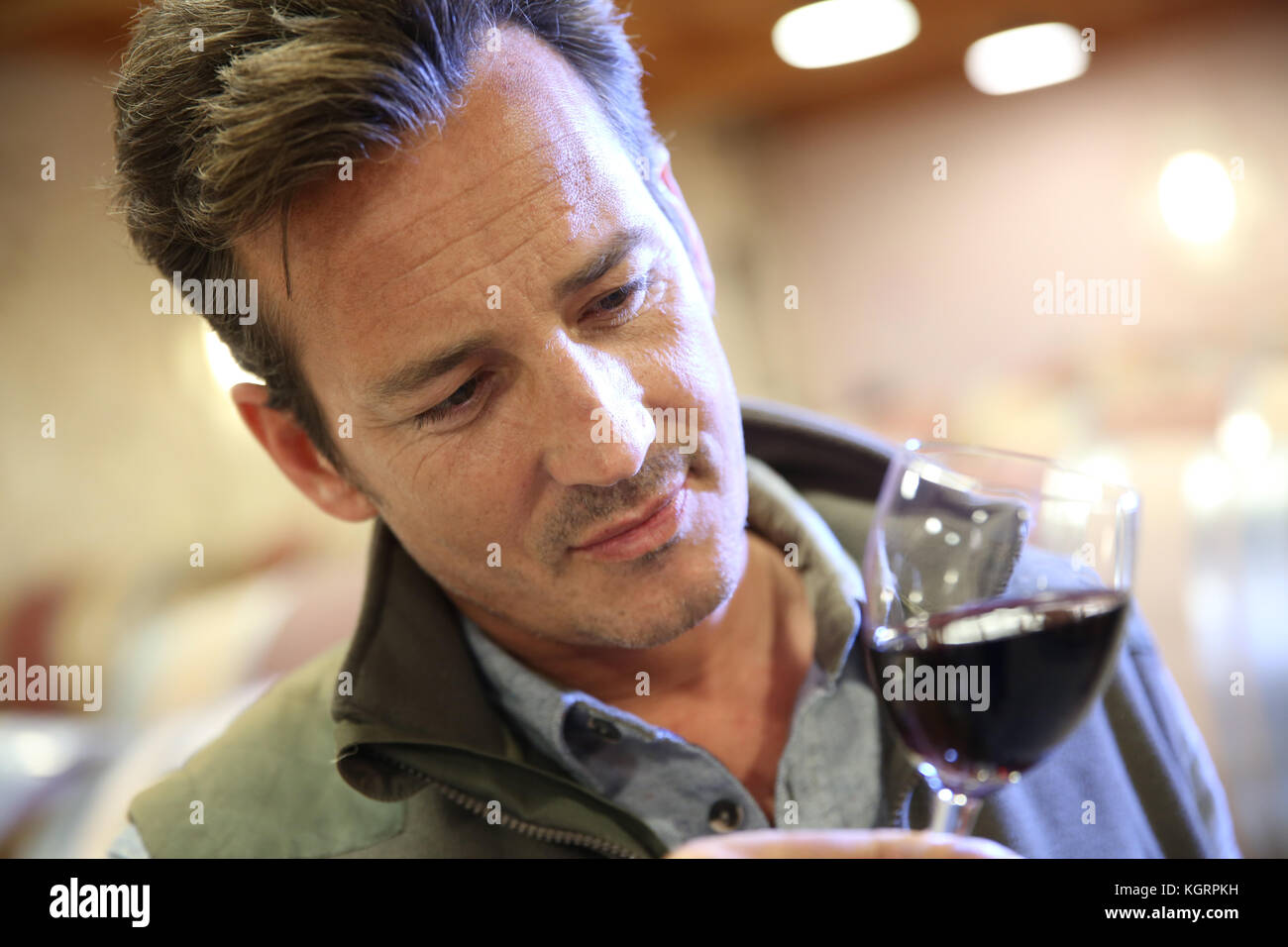 Man tasting wine in cellar hi-res stock photography and images - Alamy
