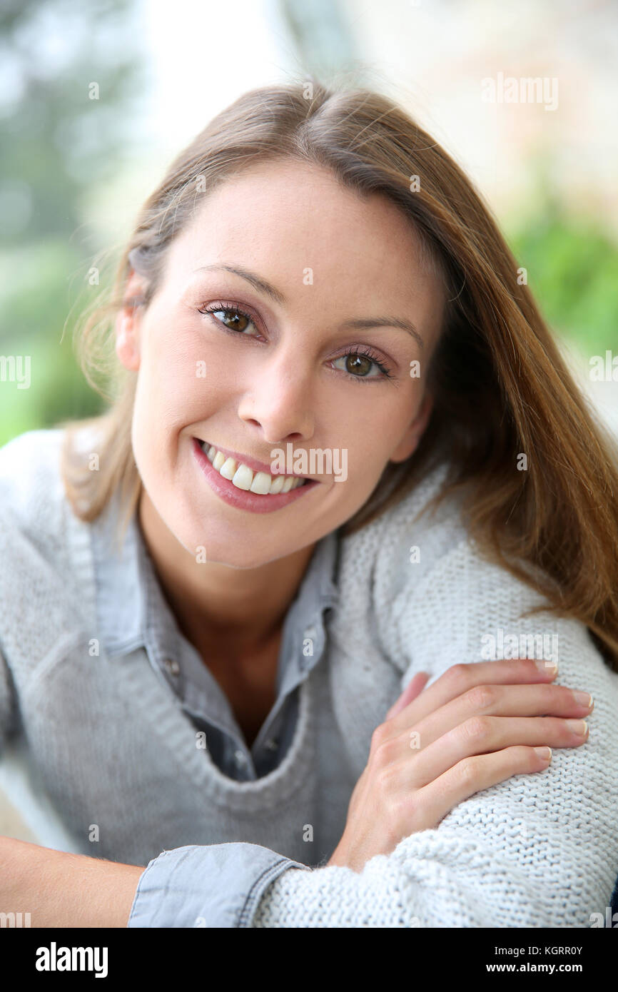 Portrait of beautiful girl with long hair Stock Photo - Alamy