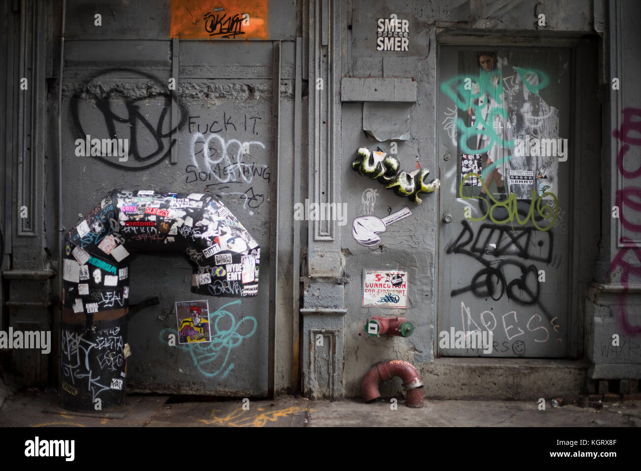 NEW YORK CITY, NY, USA - OCTOBER 2017 - Wall in the Walker Street alley in Chinatown Manhattan. Stock Photo