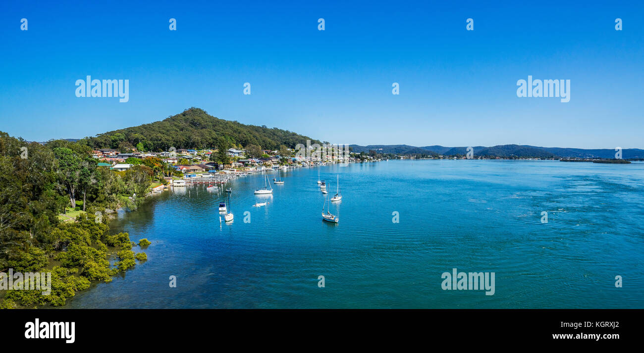 Australia, New South Wales, Central Coast, view of Brisbane Water, Orange Grove and Blackwall Point Stock Photo