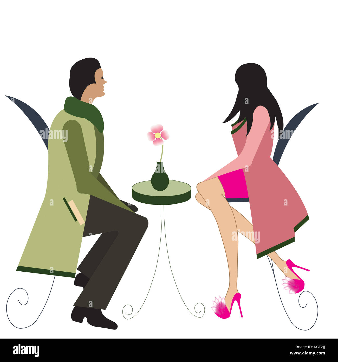 couple at a cafe Stock Photo