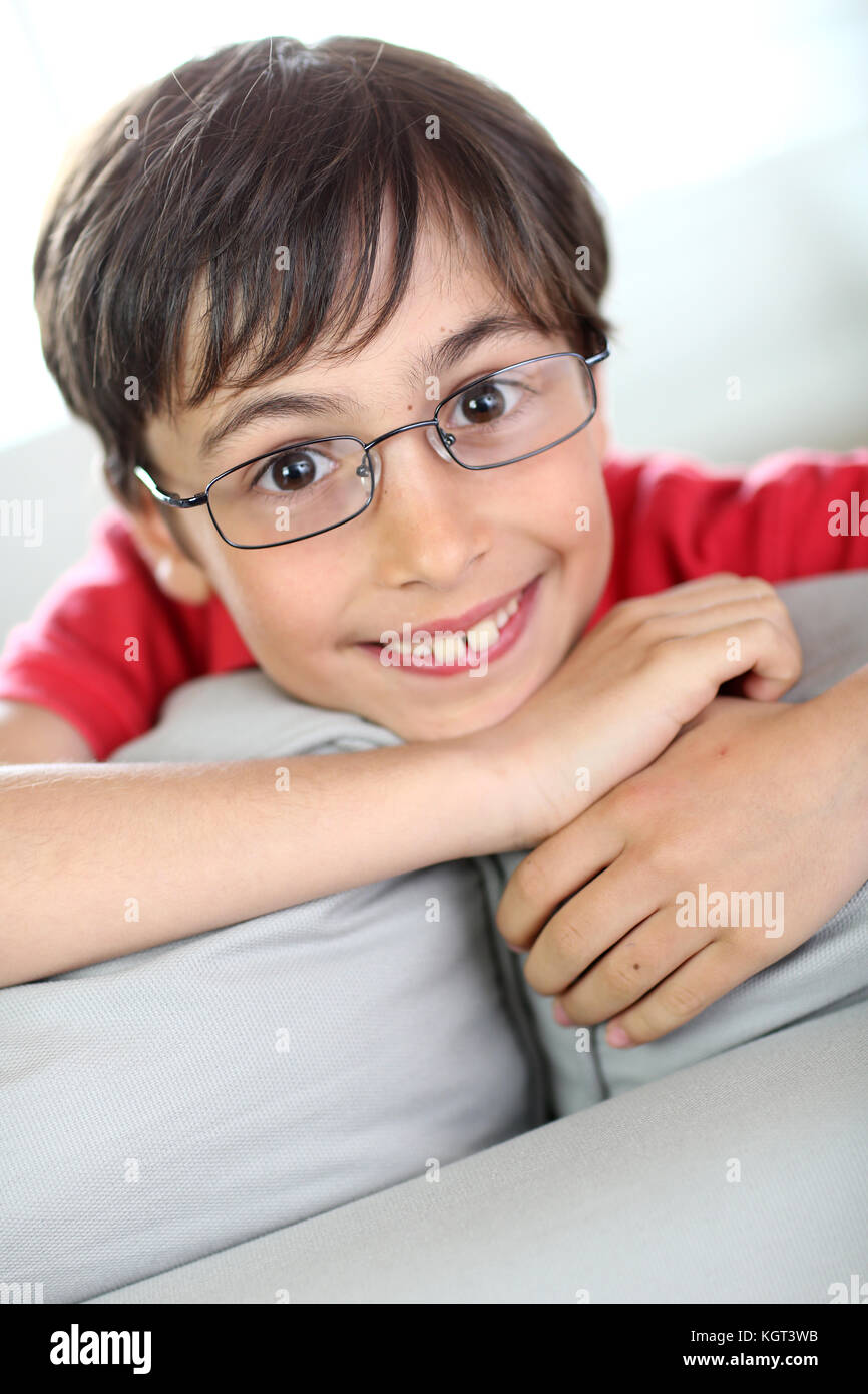 Cute Little Boy Wearing Eyeglasses Stock Photo Alamy
