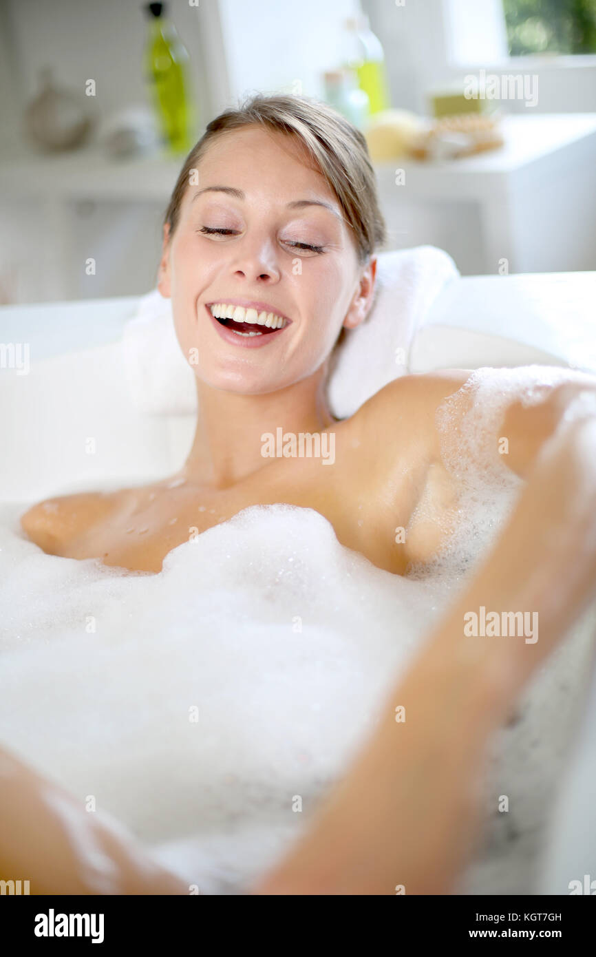 Woman having some bath time play