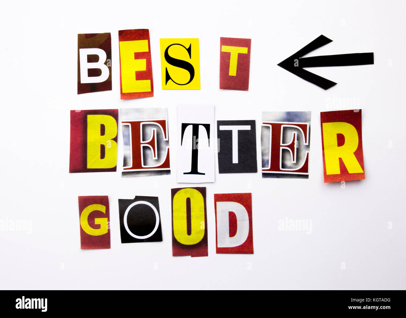 A word writing text showing concept of Best Better Good made of ...
