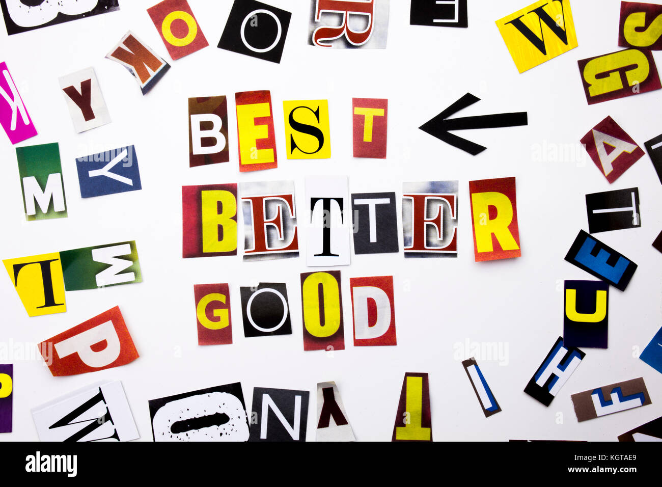 A word writing text showing concept of Best Better Good made of ...