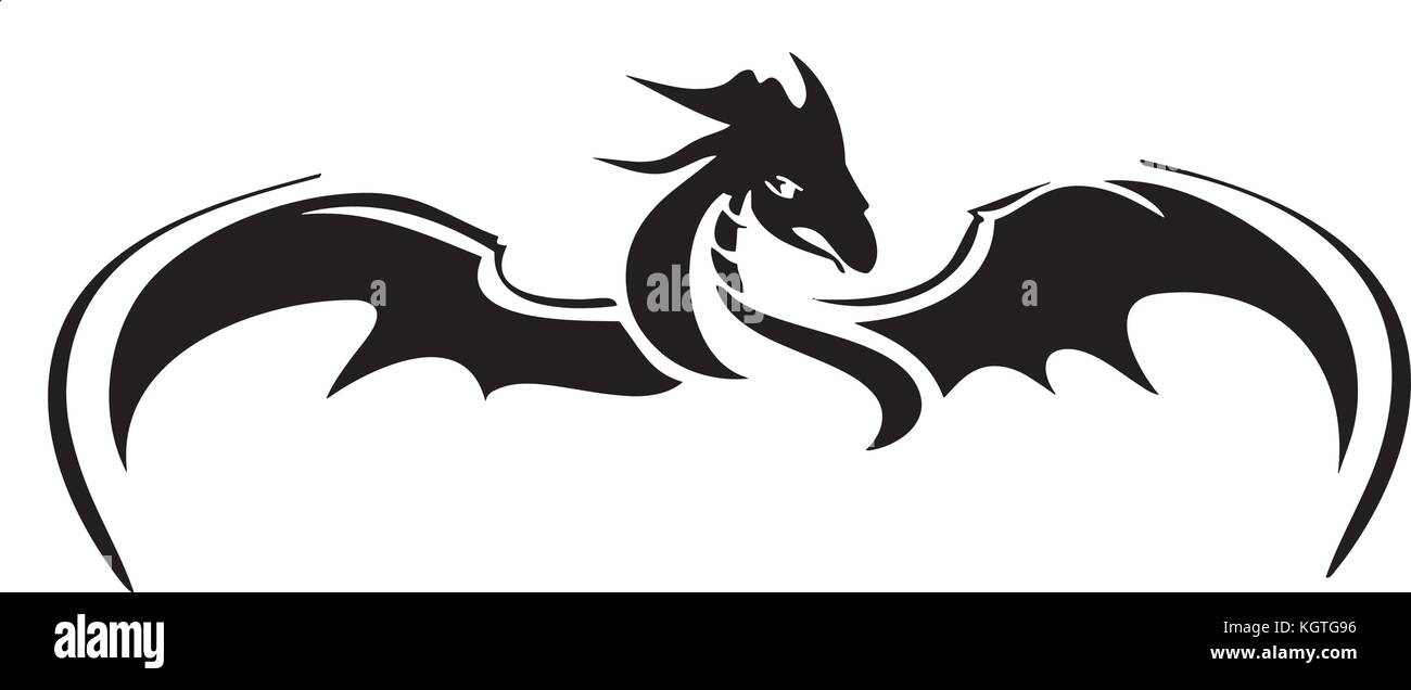 Premium Vector  Dragon head logo on white background.tribal stencil tattoo  design concept.flat vector illustration