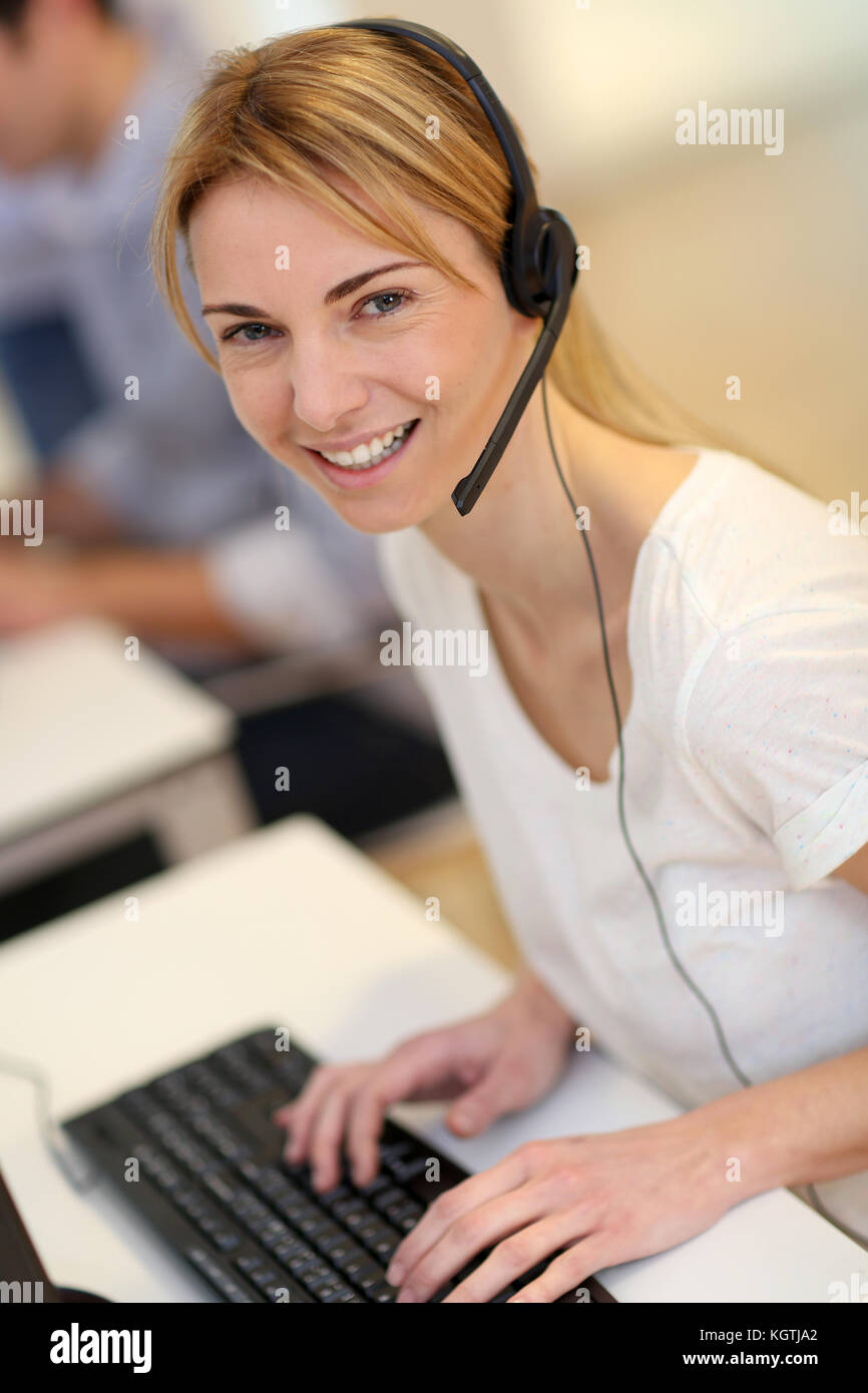 Portrait of sales service operator Stock Photo - Alamy
