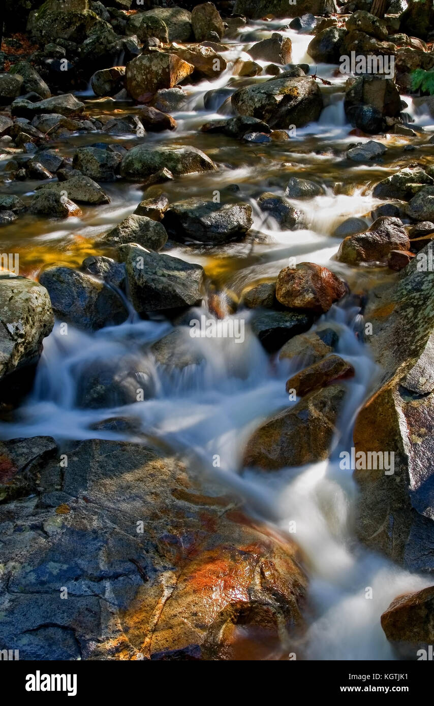 Waterfall movement on the rocks, Yosemite National Park Stock Photo