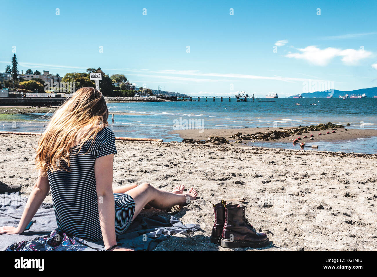 Photo of Girl at Kitsilano Beach in Vancouver, Canada Stock Photo Alamy