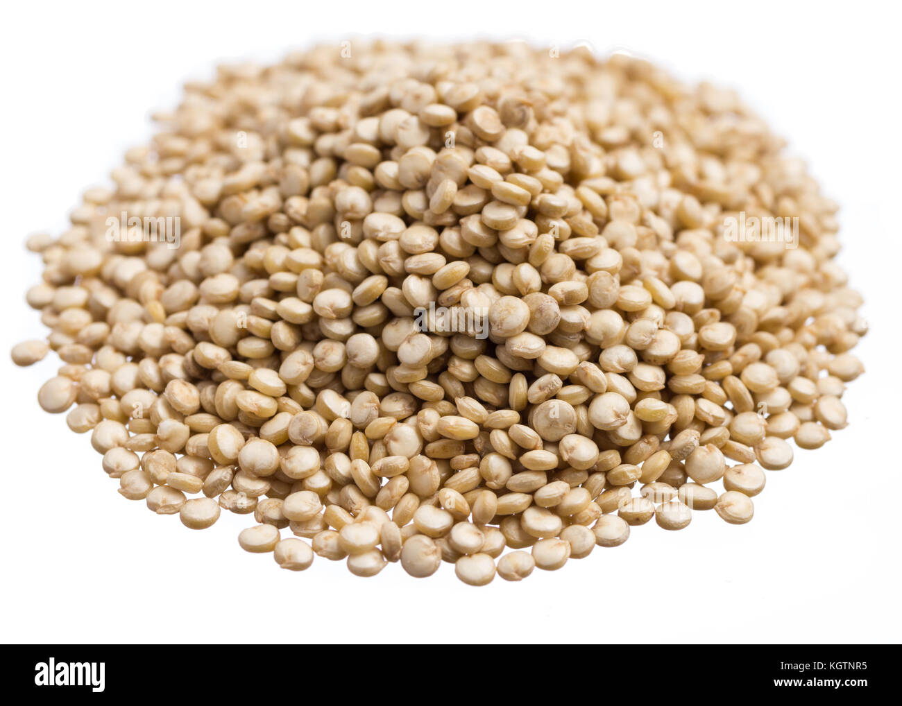 Chenopodium quinoa is scientific name of Golden Quinoa seed. Pile of