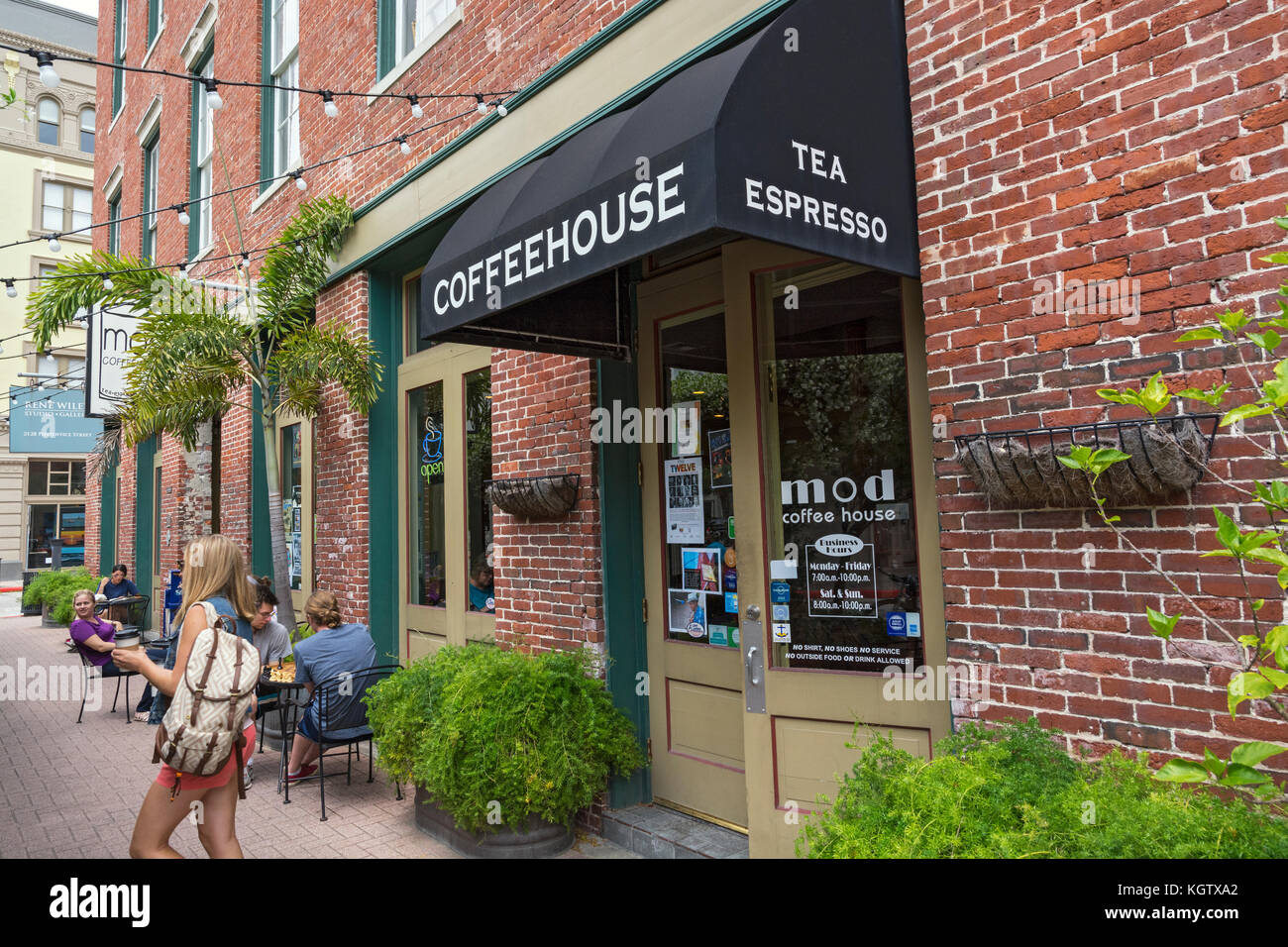 Texas Galveston Mod Coffeehouse 2126 Post Office Street Stock Photo Alamy