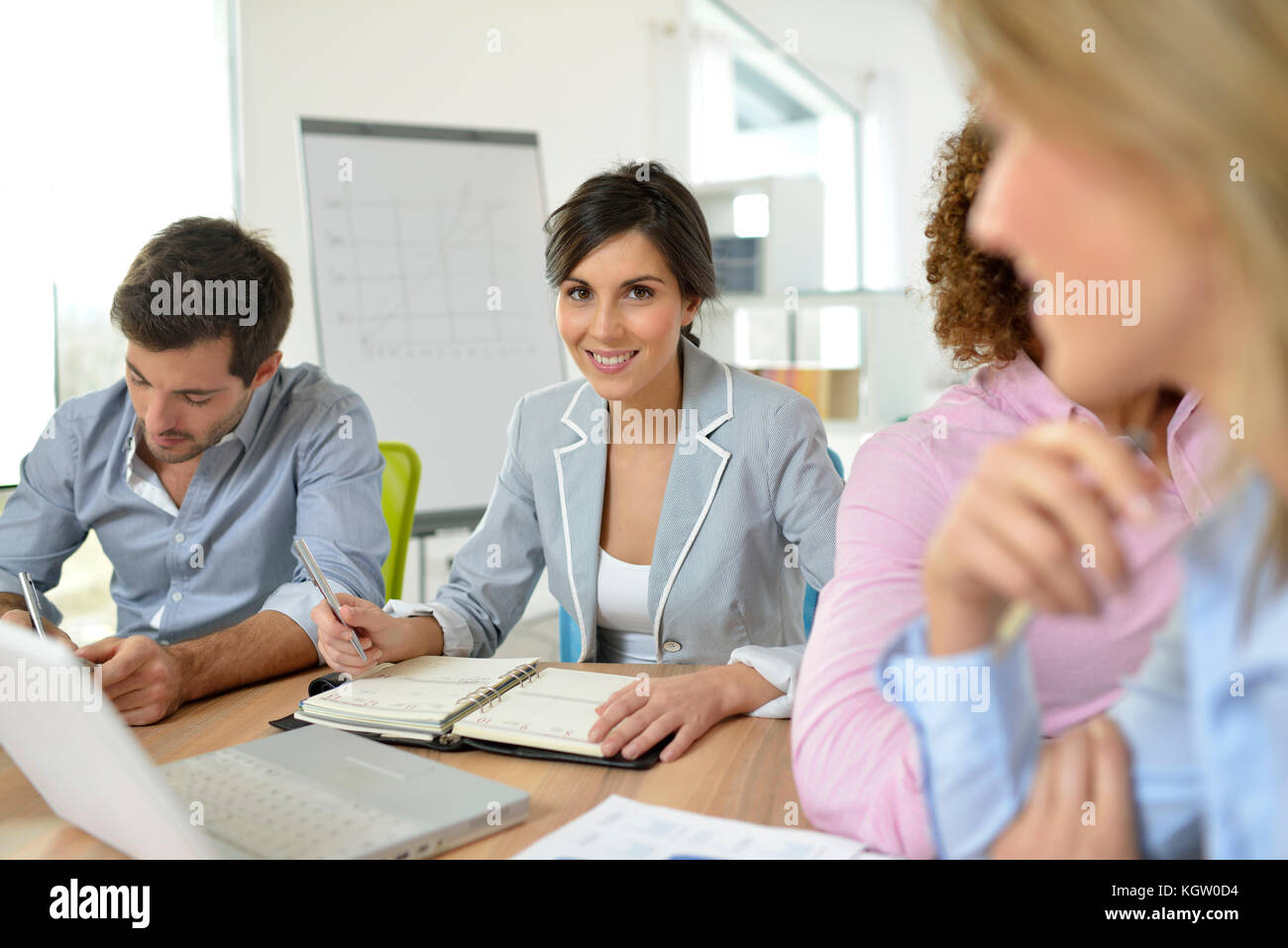 Business meeting around table Stock Photo Alamy