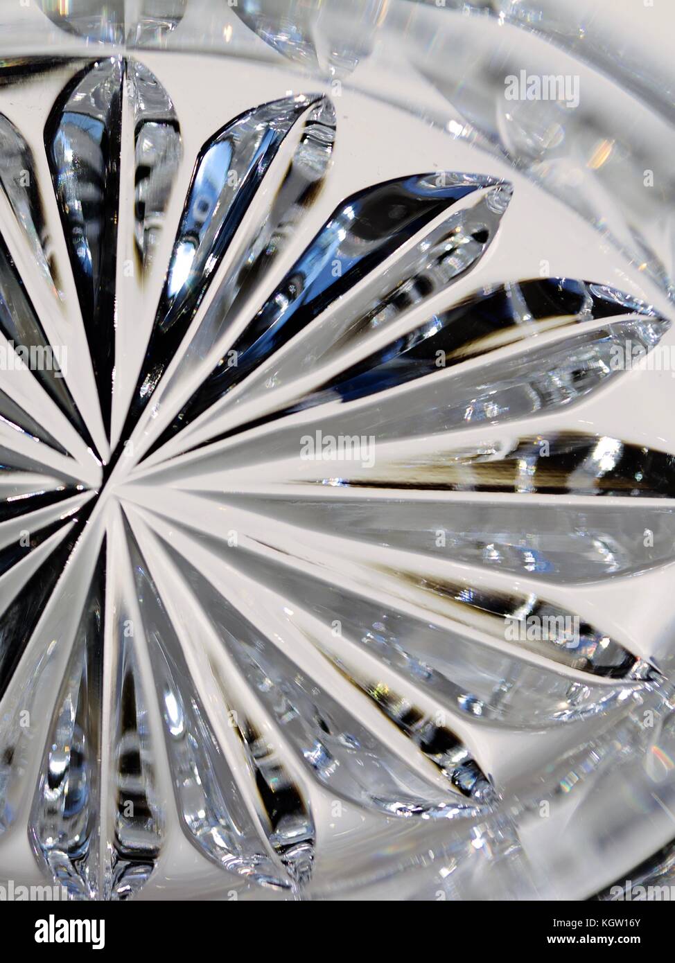 Close up view of beautiful lead crystal glass design elements Stock