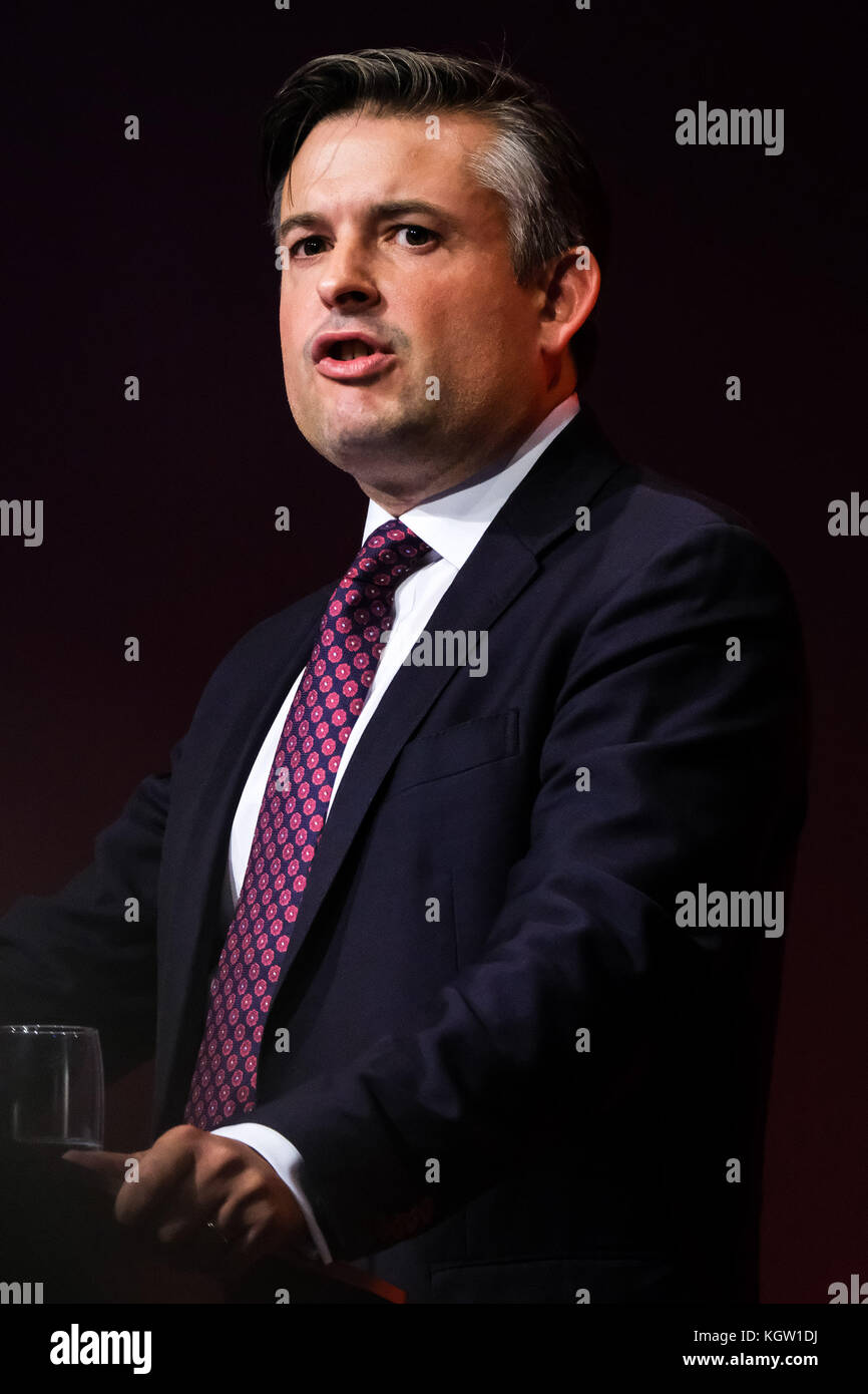 Jonathan Ashworth addresses the Labour Party Autumn Conference at Brighton Centre, Brighton, UK  - Tuesday September 26, 2017. Pictured: Jonathan Ashworth, Jon Ashworth, Shadow Secretary of State for Health Stock Photo