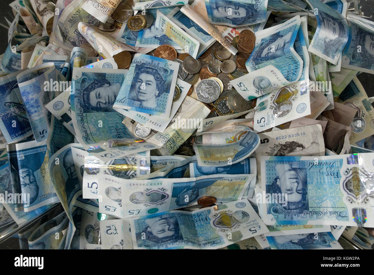 Assorted British Sterling currency Stock Photo