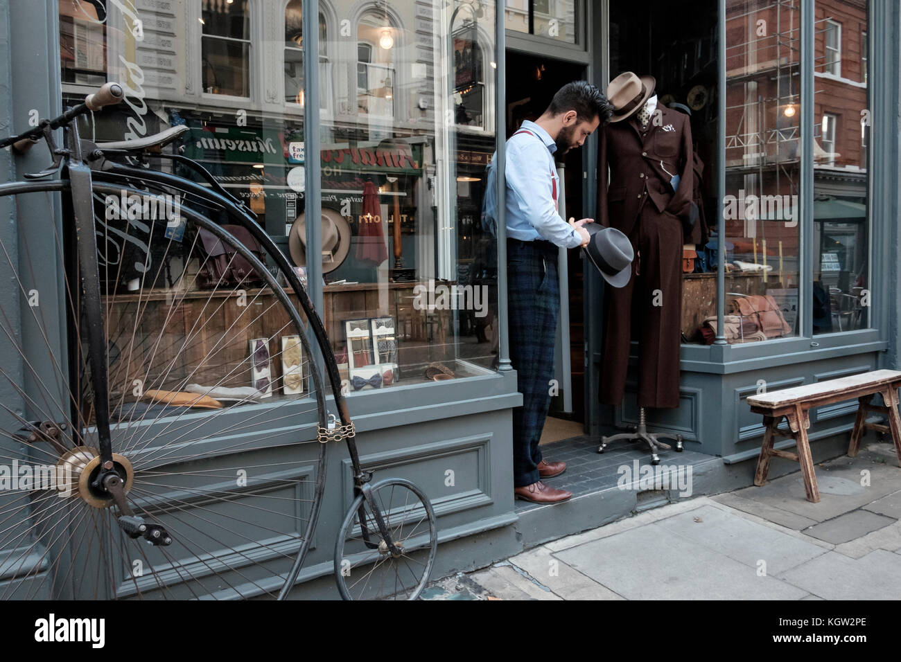 Thomas Farthing, men's traditional outfitters, Museum street, Bloomsbury, London Stock Photo