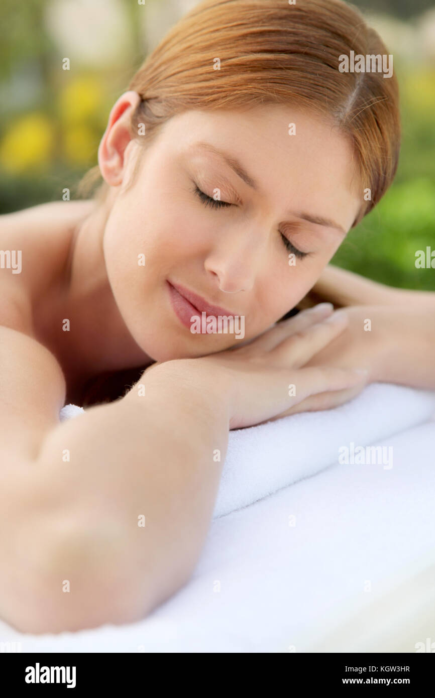 Portrait of beautiful woman in spa center Stock Photo - Alamy