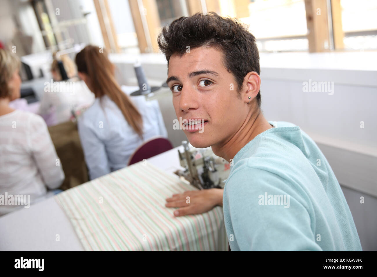 Portrait of student boy in training class Stock Photo Alamy