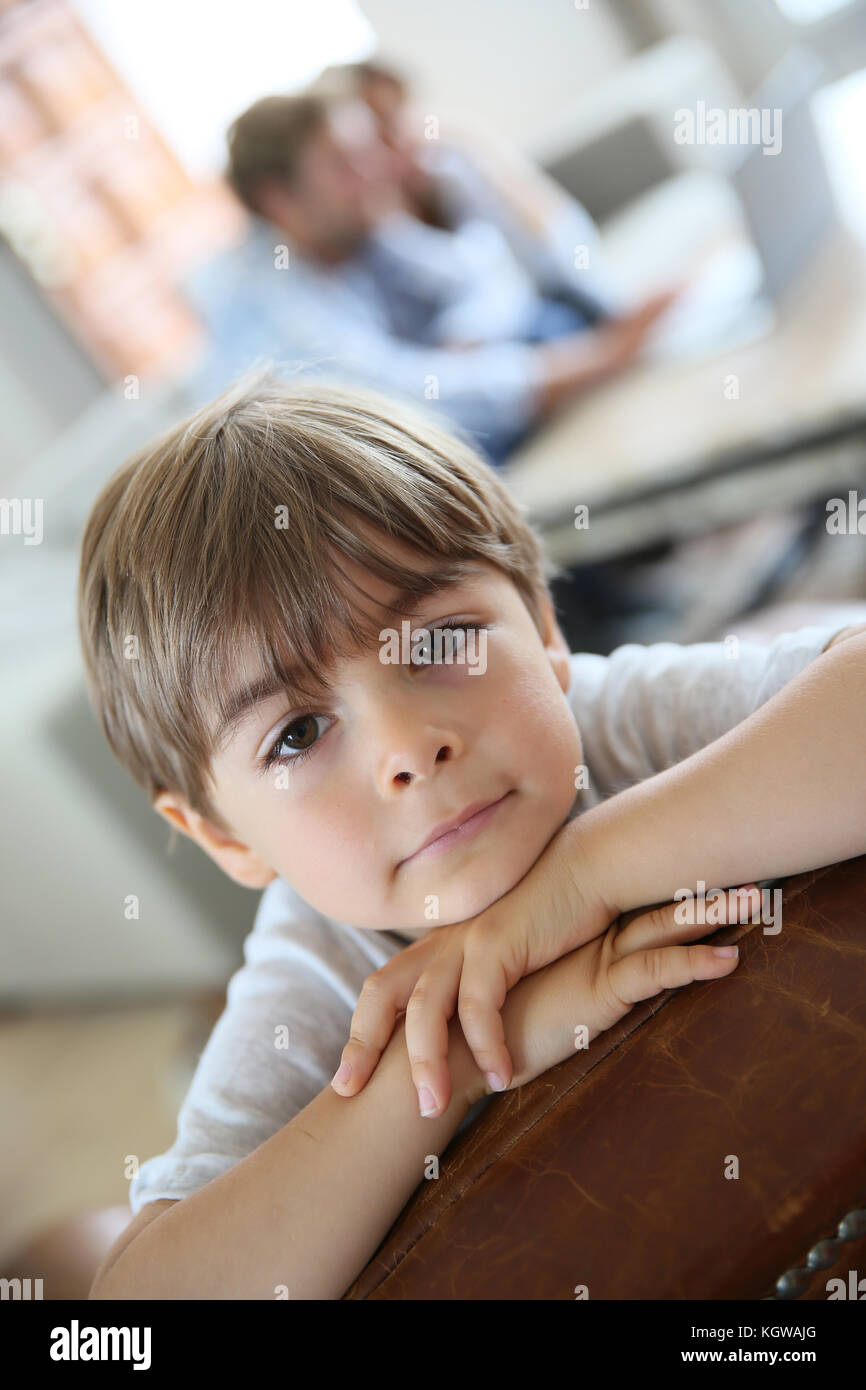 Portrait of cute little boy looking at camera Stock Photo - Alamy