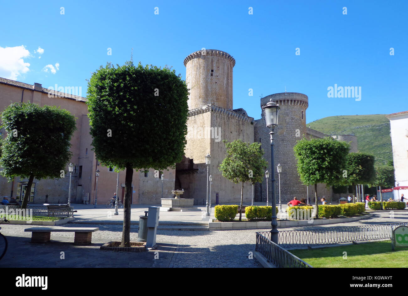 Fondi, Italy - 10 june 2013: Baronial Caetani Castle built in 1319. Fondi's urban core is located in the south pontino halfway between Rome and Naples Stock Photo