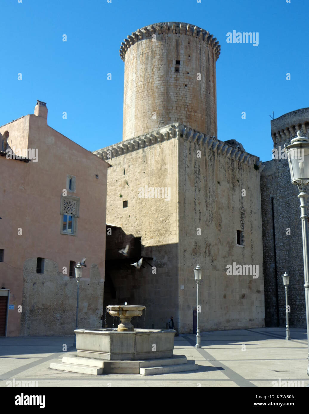 Fondi, Italy - 10 june 2013: Baronial Caetani Castle built in 1319. Fondi's urban core is located in the south pontino halfway between Rome and Naples Stock Photo