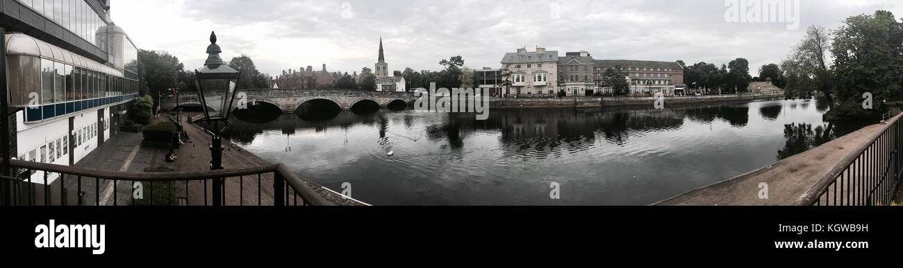 River in Bedford Town centre. Panorama picture. Landscape. Stock Photo