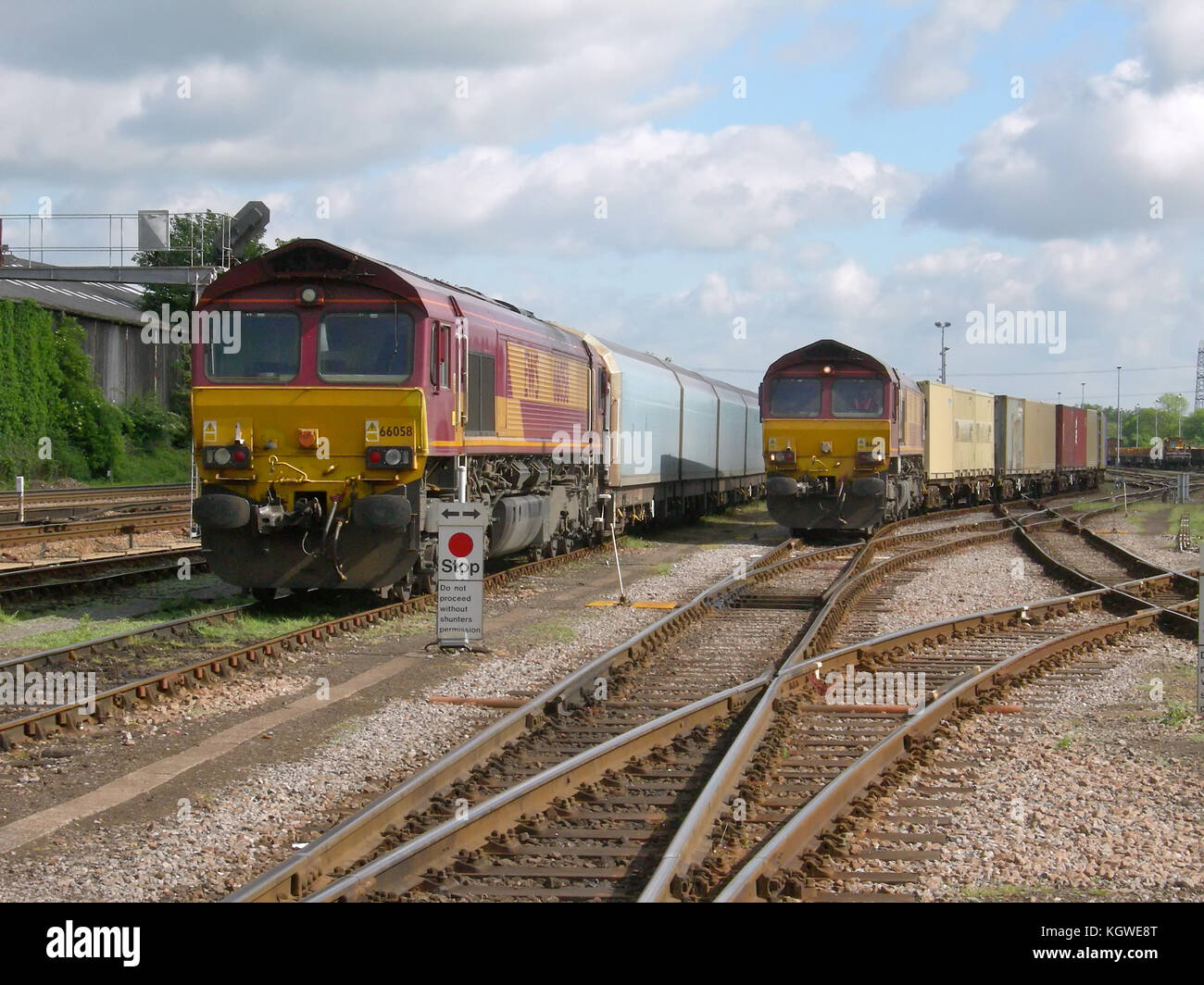 Freight trains at Eastleigh, Hampshire, England Stock Photo Alamy