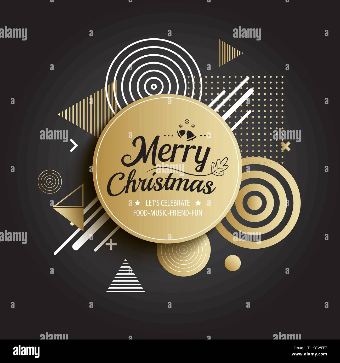 Abstract meryy christmas gold circle geometric pattern design and background. Use for modern design, cover, template, decorated, brochure, flyer, gree Stock Vector