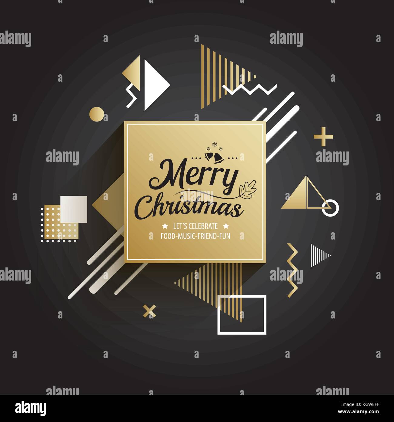 Abstract meryy christmas gold geometric pattern design and background. Use for modern design, cover, template, decorated, brochure, flyer, greeting ca Stock Vector