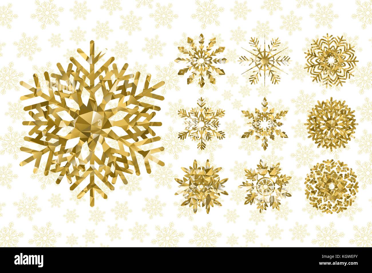 Vector set gold snowflakes Stock Vector Images - Alamy