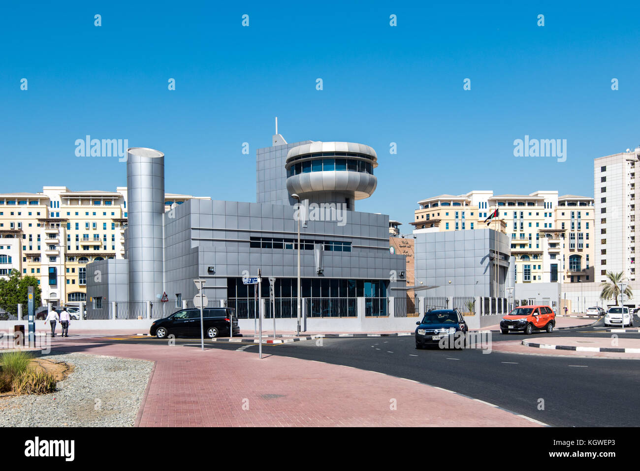 DUBAI, UAE - 26OCT2017: The Civil Defence Station in Port Saeed is part of the Dubai Fire Department. Stock Photo