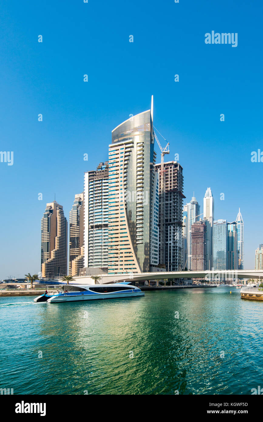 DUBAI, UAE - 31OCT2017: A ferry servive operates from Dubai Marina to downtown Dubai. Stock Photo