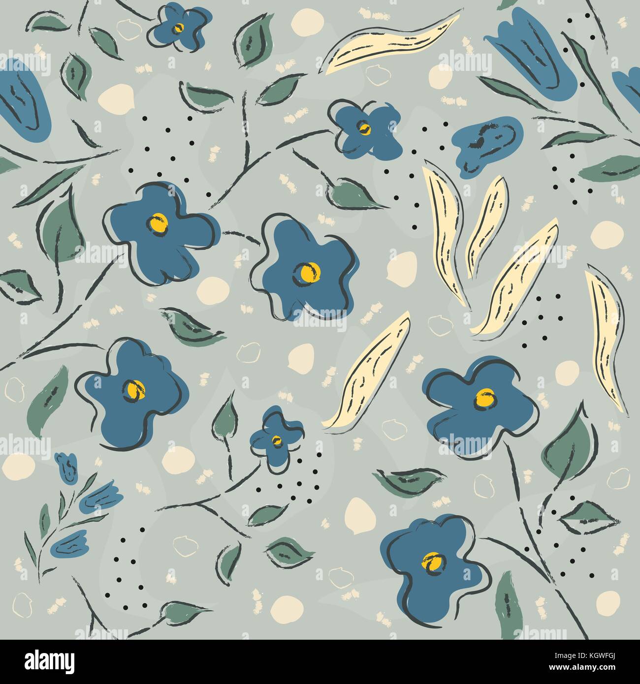 Seamless floral pattern of hand drawn flowers. Summer/Spring Collection ...