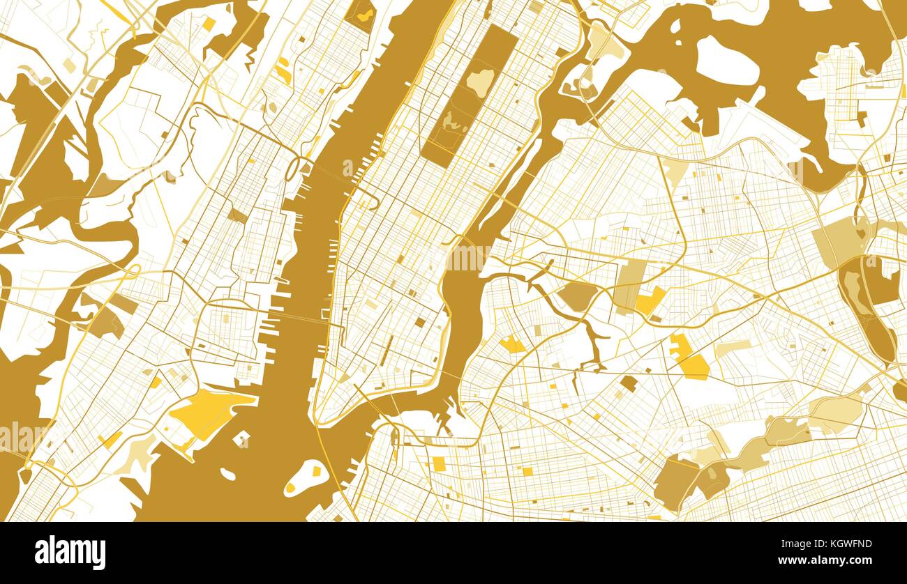 New York City Golden Map. Vector Illustration. Stock Vector