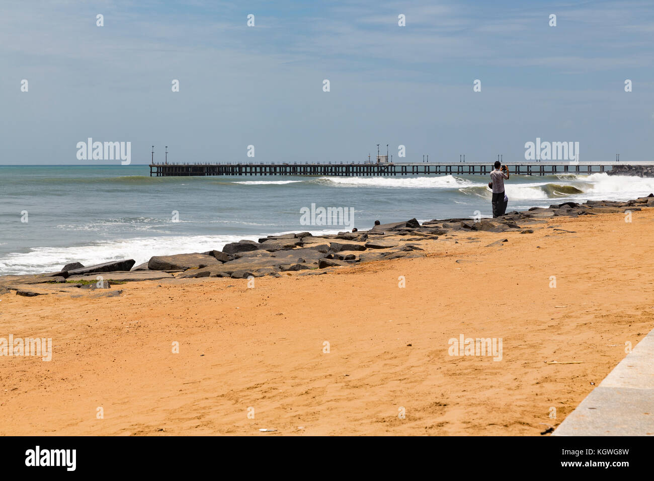 Pondicherry Beach Promenade outdoor India Tamil Nadu Stock Photo Alamy