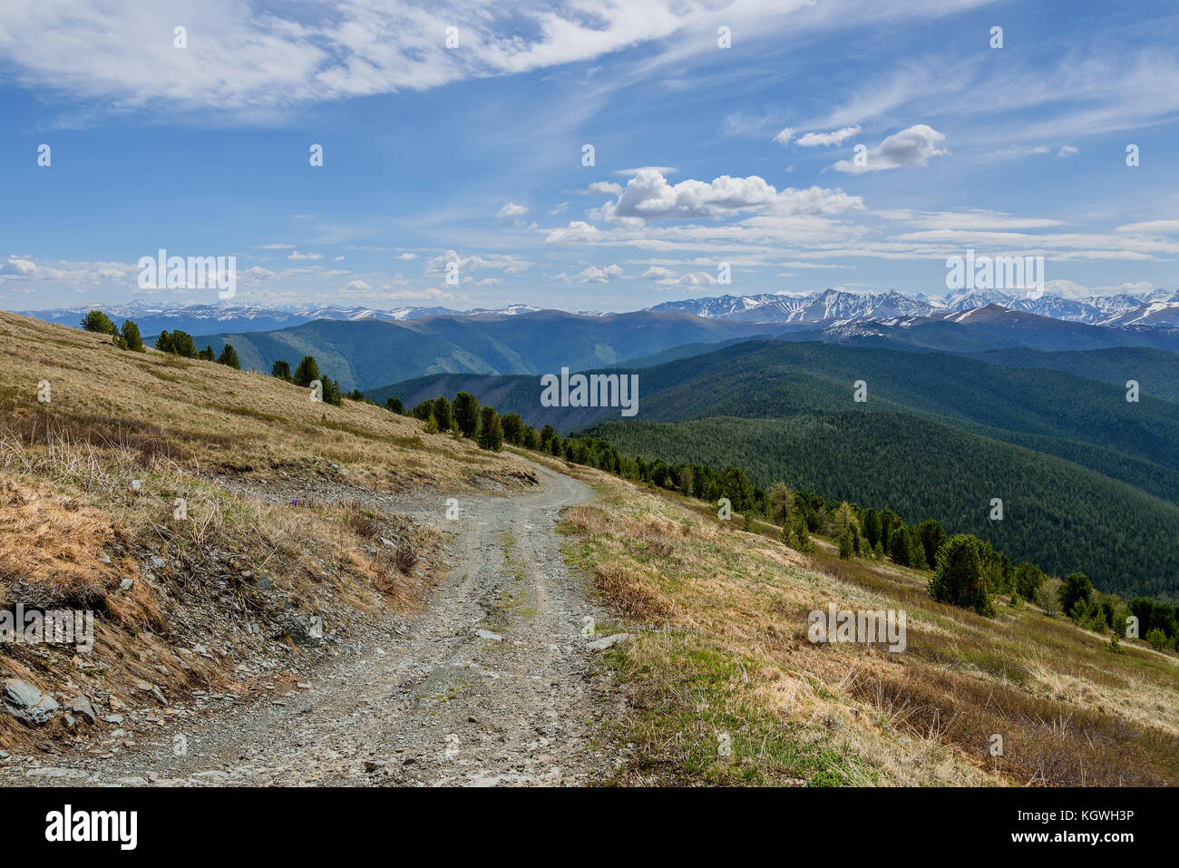 Two Slopes And A Ridge Top Scenic top view on the snow-capped mountain tops, mountain slopes ...