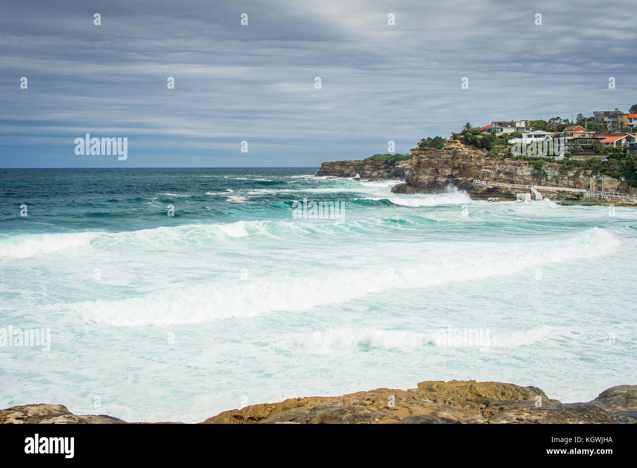 Dangerous surf conditions at Bronte Beach in Sydney, NSW, Australia